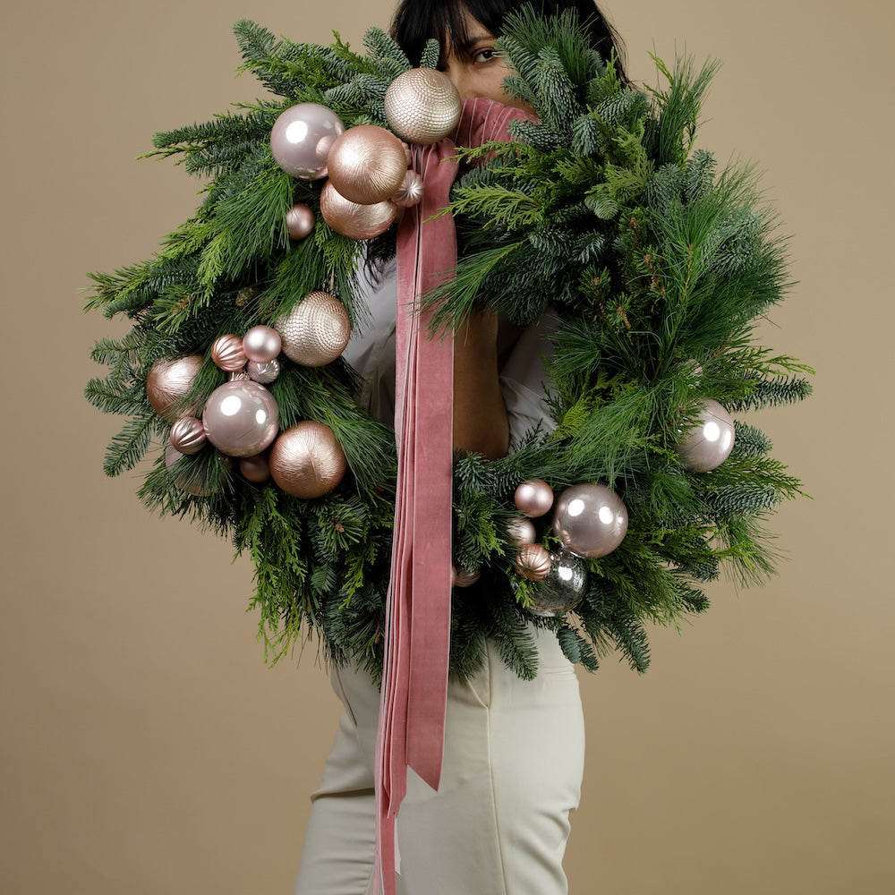 Festive Wreath - Blush & Snow
