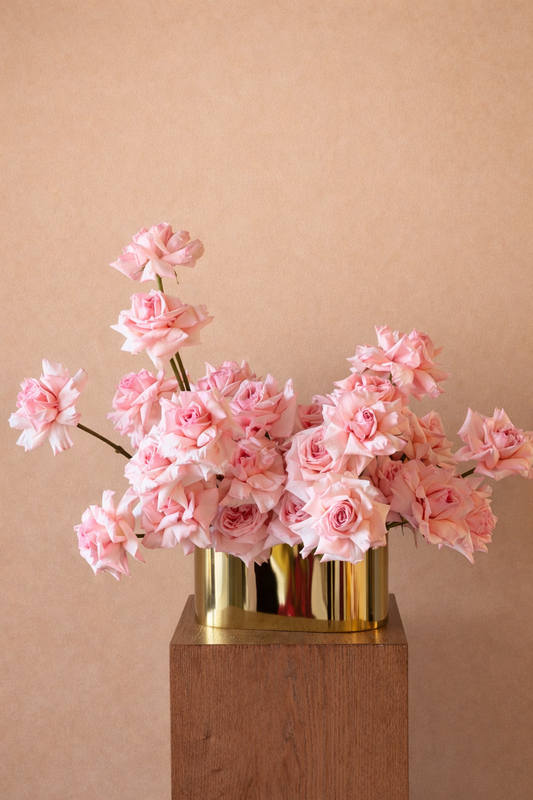 Blush Rose Arrangement (Gold Vase)