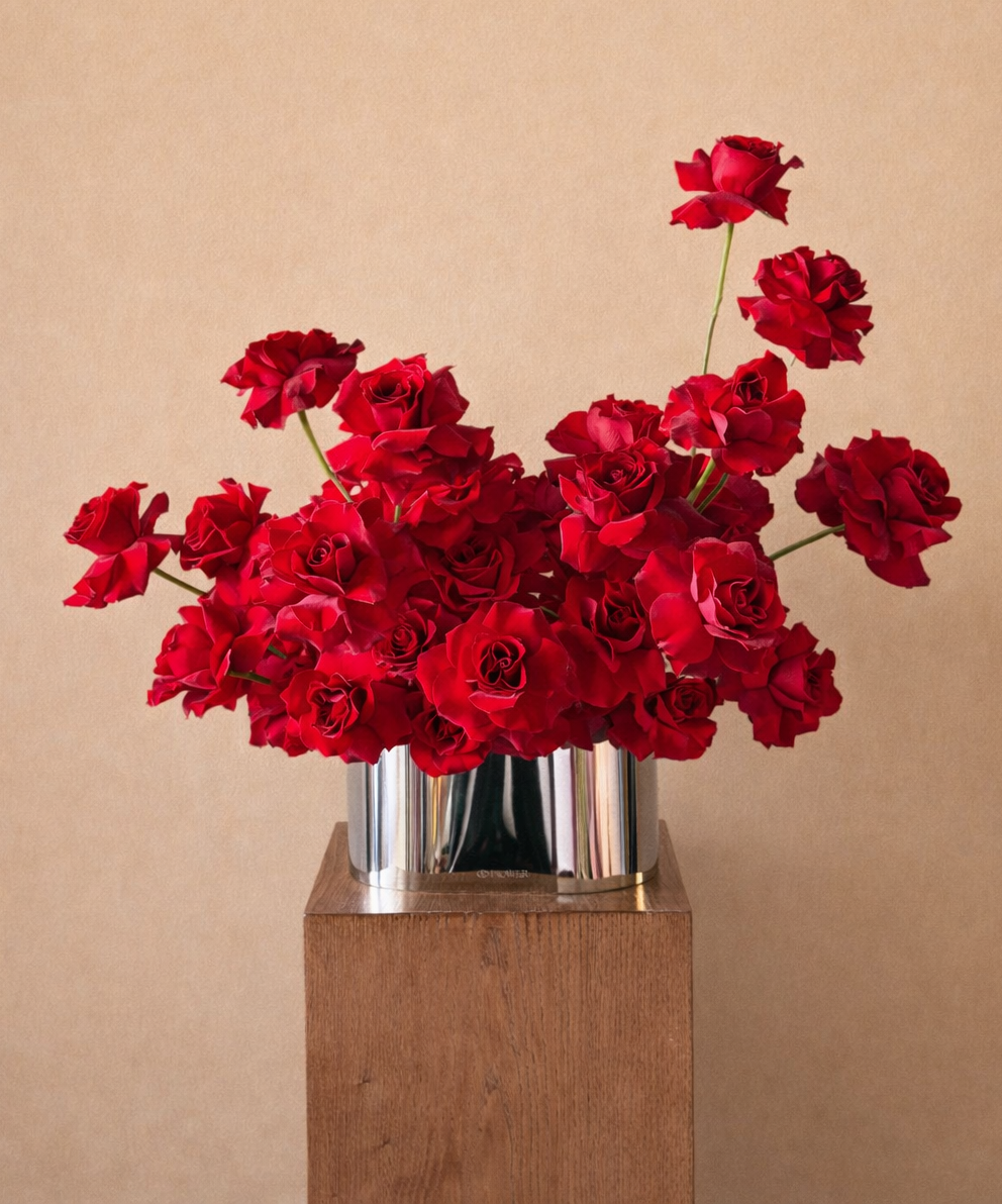 Red Rose Arrangement (Chrome Vase)