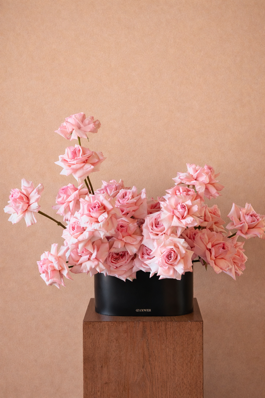 Blush Rose Arrangement (Black Vase)