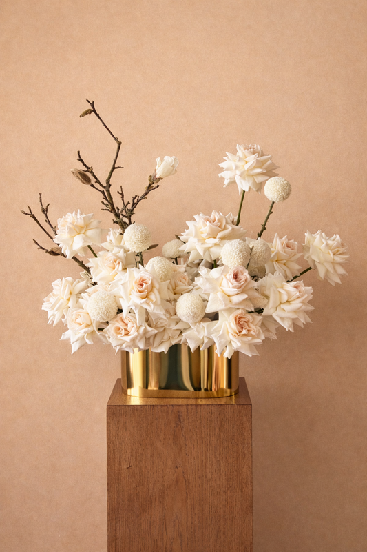 White Rose Arrangement (Gold vase)