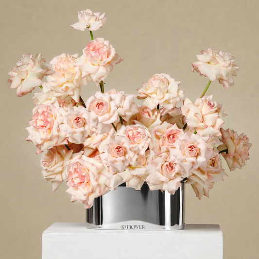 Blush Rose Arrangement (Chrome Vase)