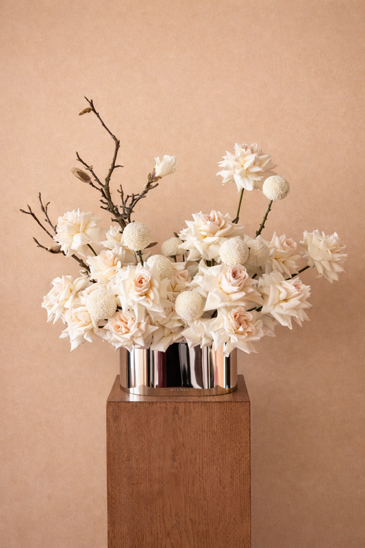 White Rose Arrangement (Chrome vase)