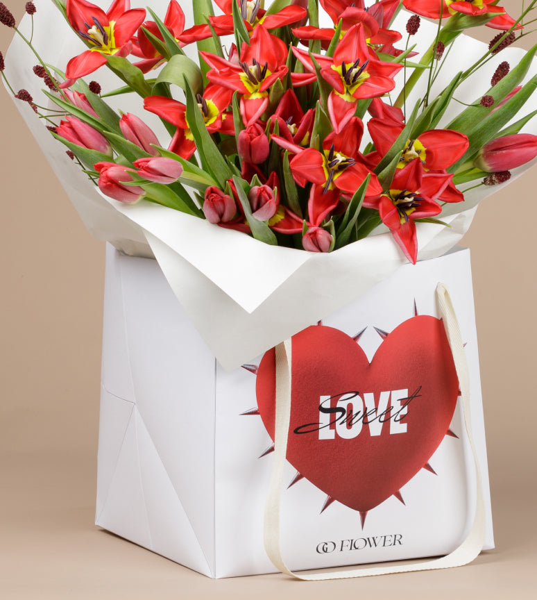 Liquid Love - Red Tulip Bouquet