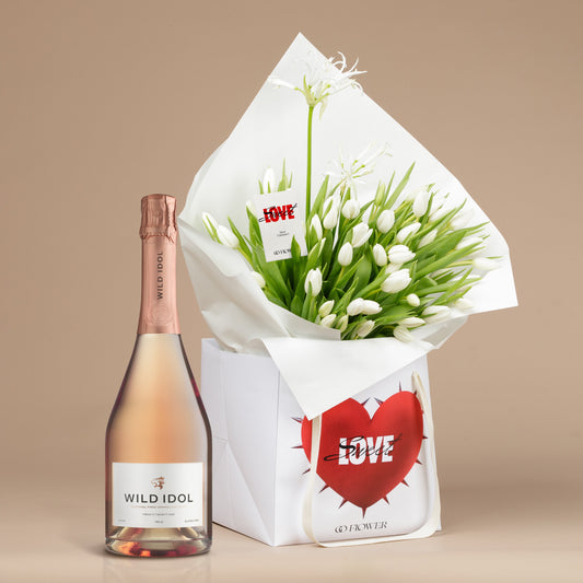 Honey Bae - White Tulip Bouquet set