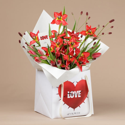 Liquid Love - Red Tulip Bouquet