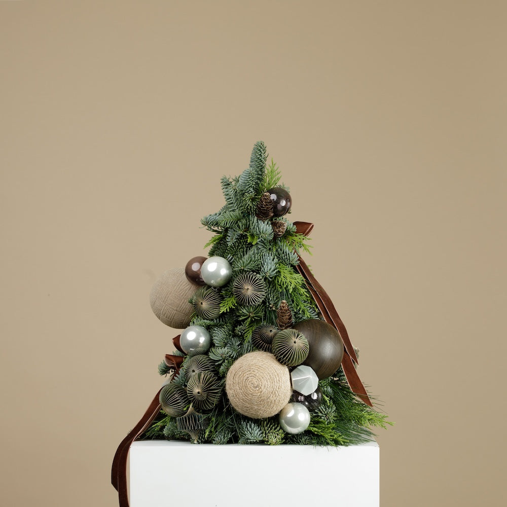Mini Christmas Tree - Velvet Cream & Brown