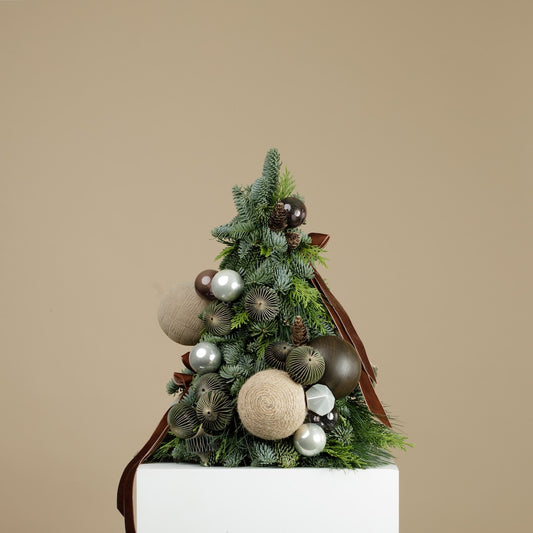 Mini Christmas Tree - Velvet Cream & Brown
