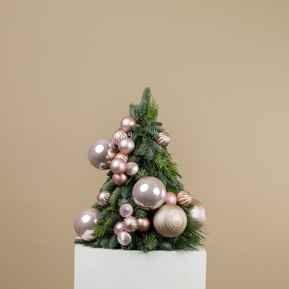 Mini Christmas Tree - Blush Pink & white