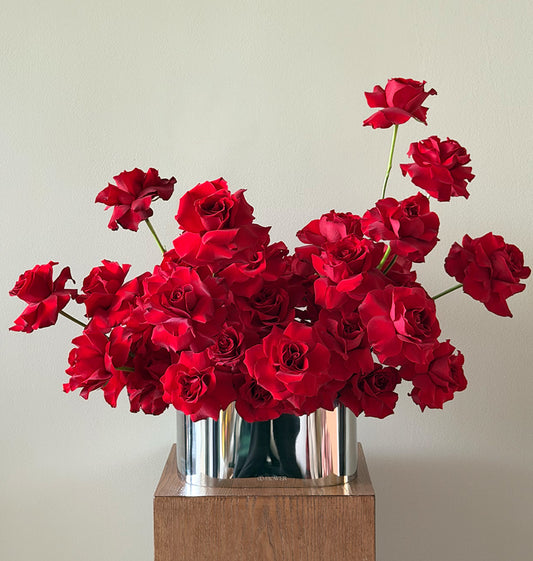 Red Rose Arrangement (Chrome Vase)