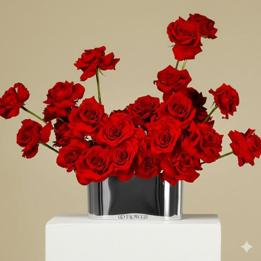 Red Rose Arrangement (Chrome Vase)