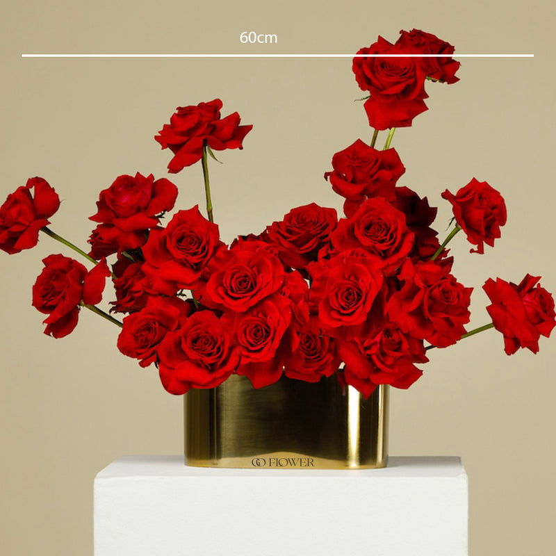 Red Rose Arrangement (Gold Vase)