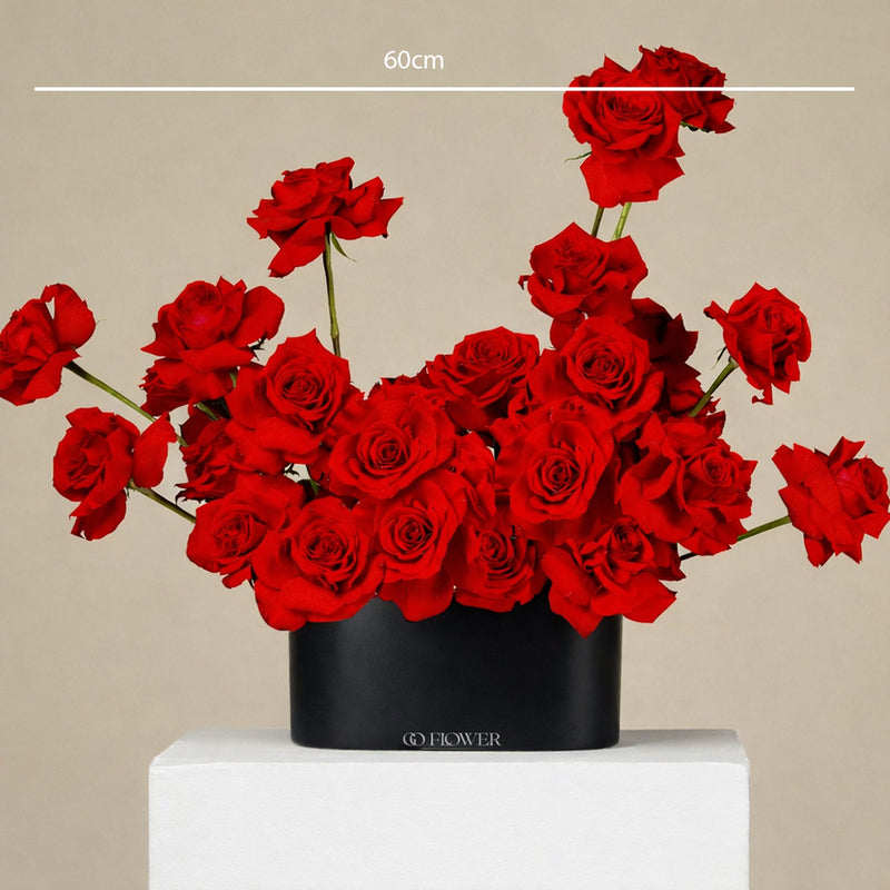 Red Rose Arrangement (Black Vase)