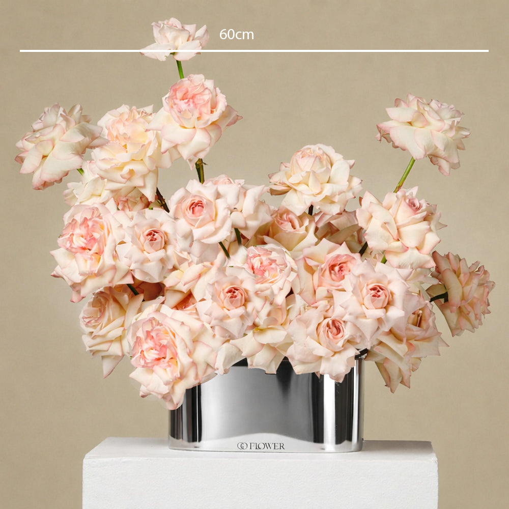 Blush Rose Arrangement (Chrome Vase)