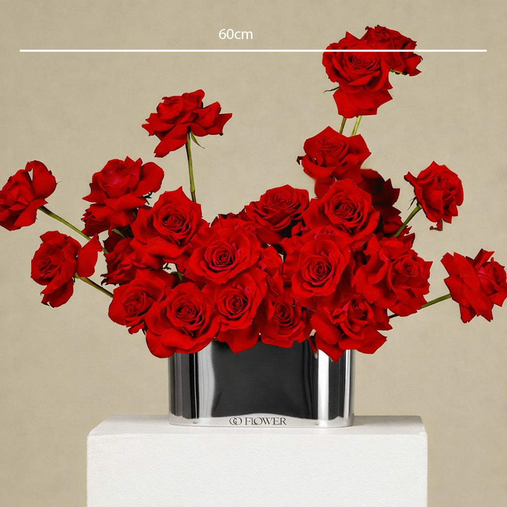 Red Rose Arrangement (Chrome Vase)