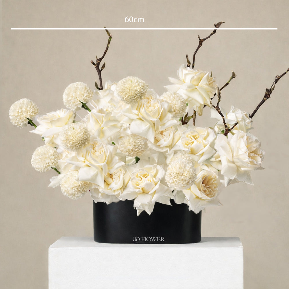 White Rose Arrangement (Black vase)