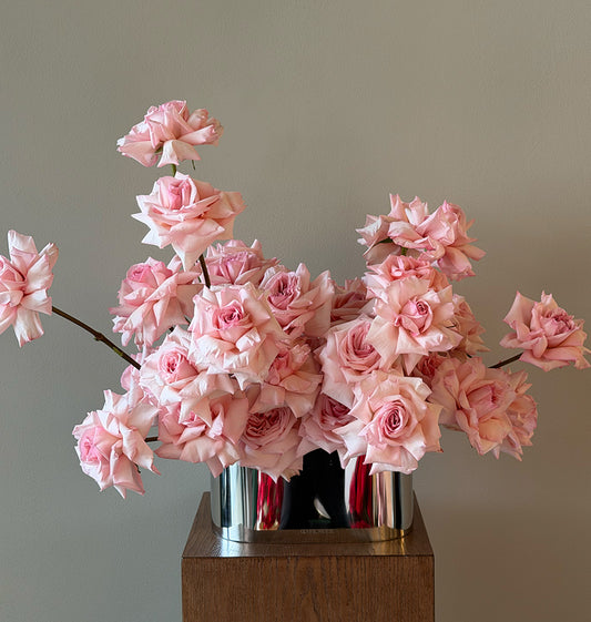 Blush Rose Arrangement (Chrome Vase)