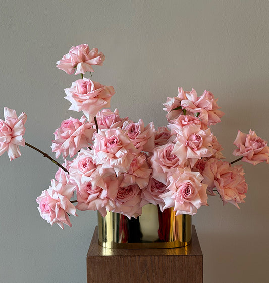 Blush Rose Arrangement (Gold Vase)